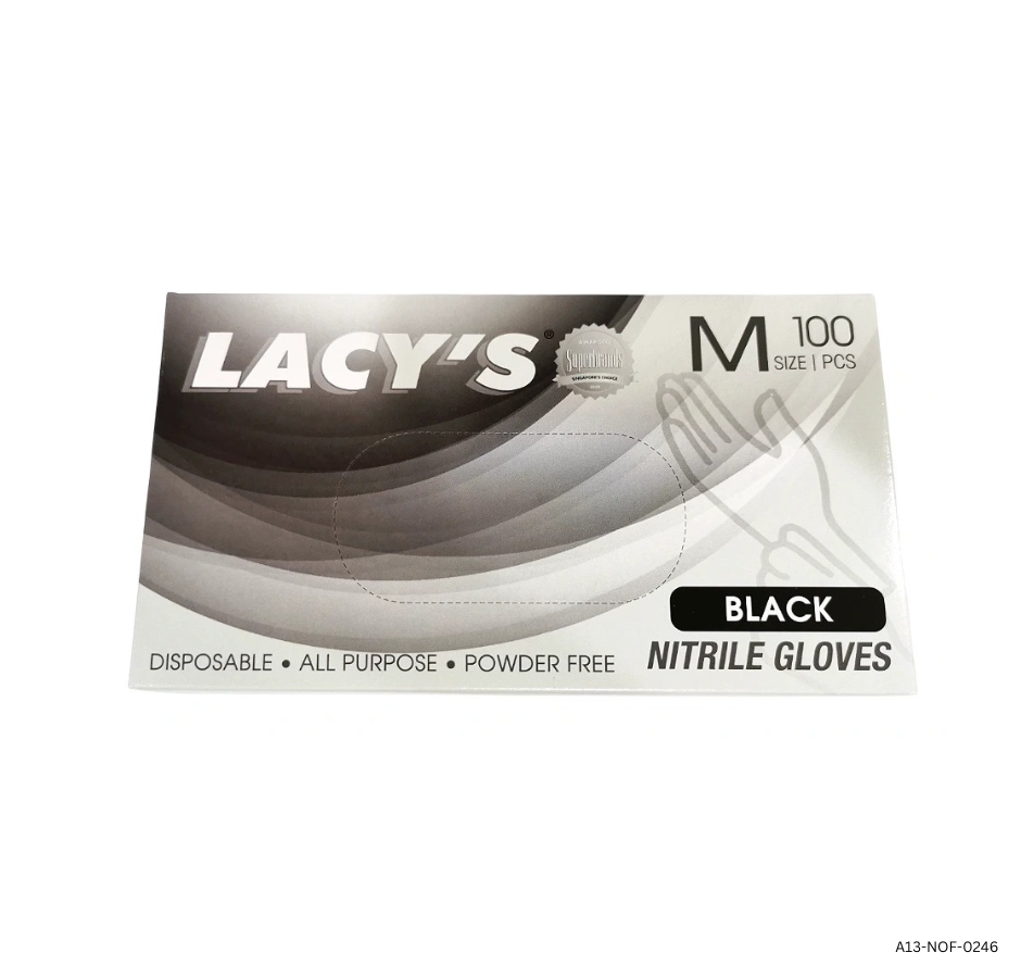 Disposable Black Nitrile Gloves (M)